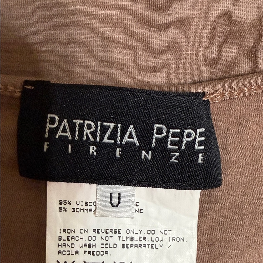 Patrizia Pepe Open Back Long-Sleeve Turtleneck Top in Brow withEmbellished Front - Picture 12 of 16